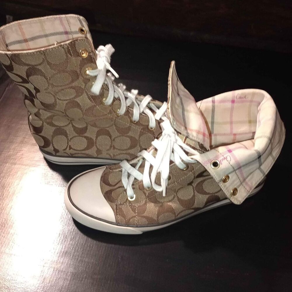 coach hightop canvas sneakers size 8 1/2